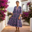 AMBIKA FLORAL V-NECK LONG DRESS