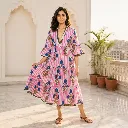 AMBIKA FLORAL V-NECK LONG DRESS
