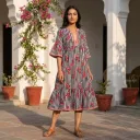AMBIKA FRUITS V-NECK LONG DRESS