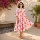 AMBIKA FRUITS V-NECK LONG DRESS