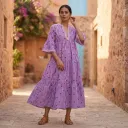 AMBIKA HEARTS V-NECK LONG DRESS