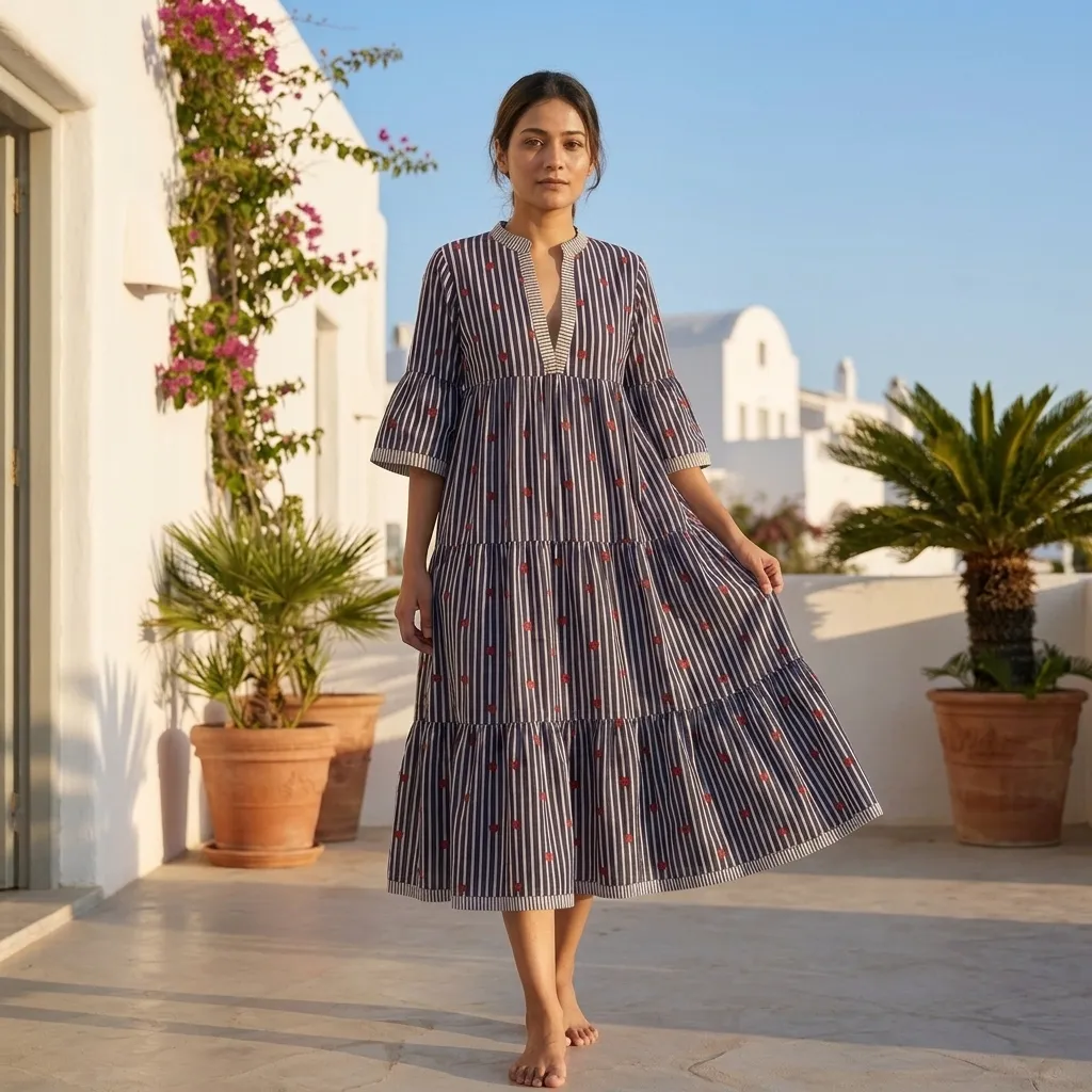 AMBIKA HEARTS V-NECK LONG DRESS