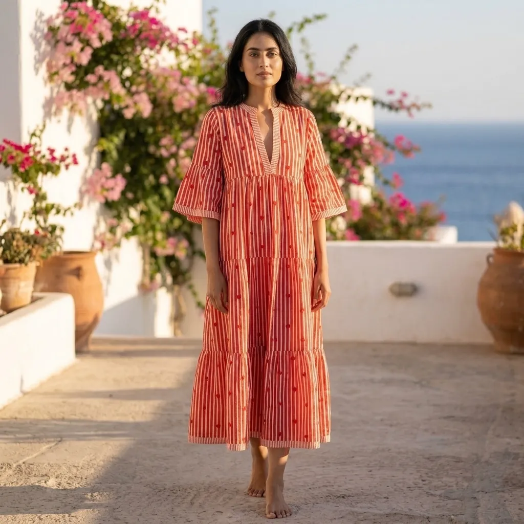 AMBIKA HEARTS V-NECK LONG DRESS