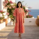 AMBIKA HEARTS V-NECK LONG DRESS