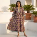 AMBIKA TROPICAL V-NECK LONG DRESS