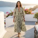 AMBIKA TROPICAL V-NECK LONG DRESS