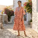 AMBIKA TROPICAL V-NECK LONG DRESS