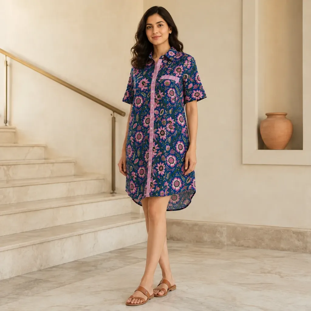 [26KL-CBR-9D-LD-F1] MEGHA FLORAL LONG SHIRT (F1- Orchid)